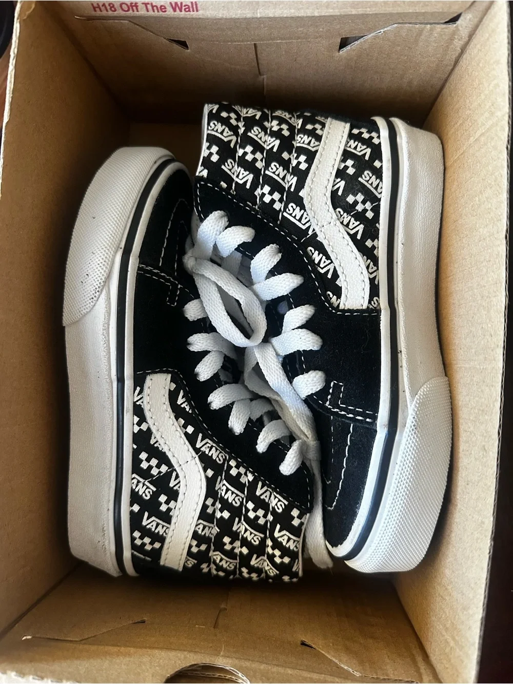 Vans Kids Black & White Checkerboard High-Top Sneakers